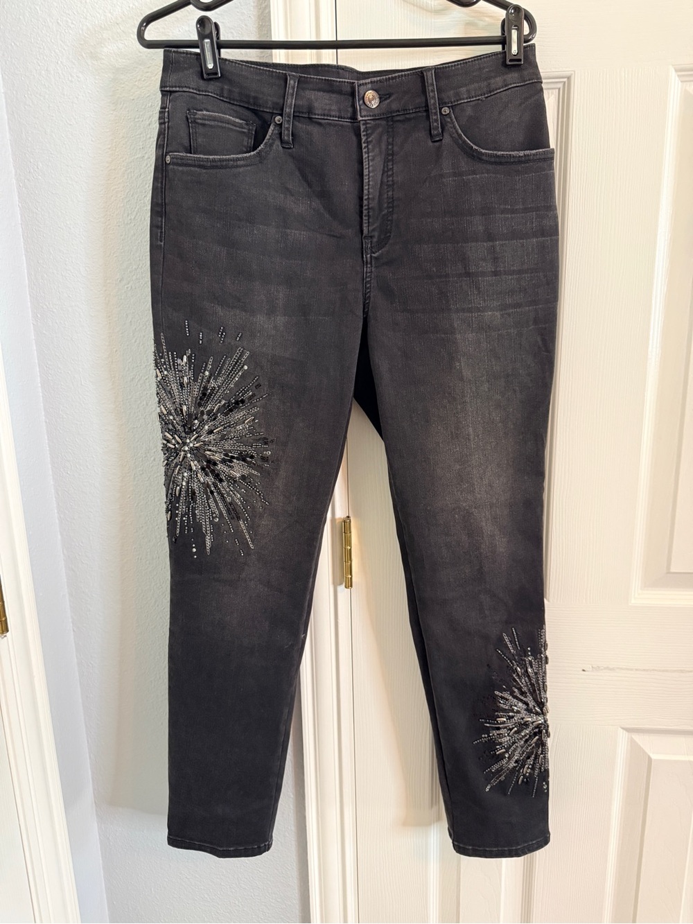 Chico's Embellished Starbursts Girlfriend Slim Ankle Jeans